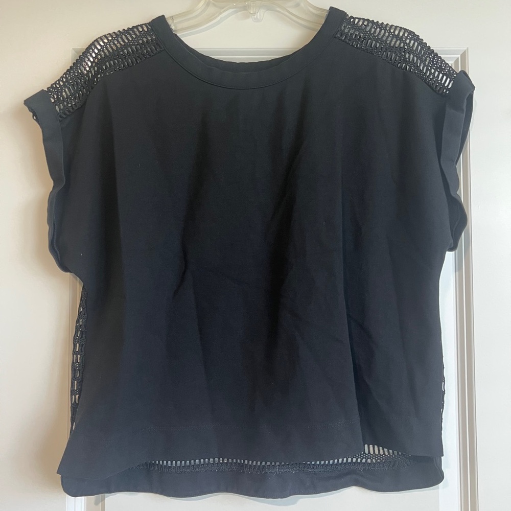 Banana Republic Black Short Sleeve Top with Mesh Back